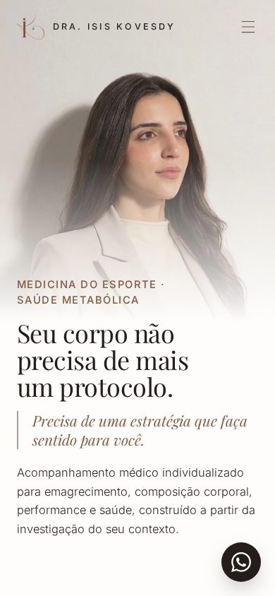 Site da Dra. Isis Kovesdy na versão para celular